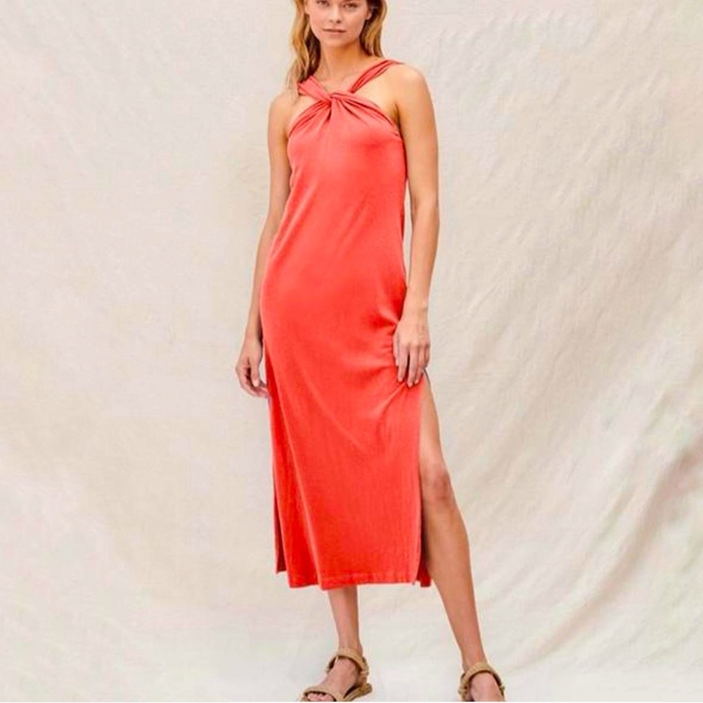 Sundry‎ Keyhole Cotton Spandex Midi Dress Size1